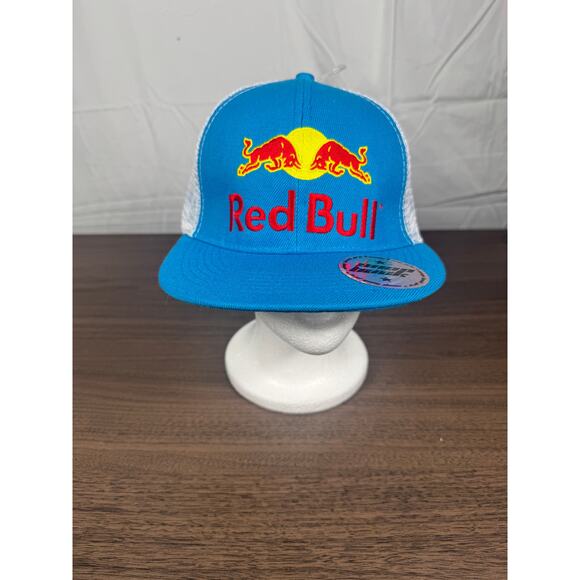 Red Bull Trucker Hat Blue Mesh Snapback Cap Energy Drink Logo Embroidered cap - Picture 1 of 4